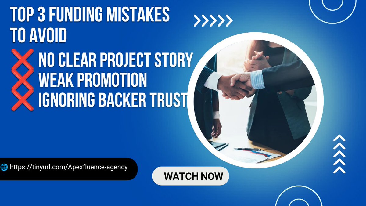 ApexfluenceA's tweet photo. 💡 #WisdomWednesday
3 mistakes that block funding:
❌ No clear story
❌ Weak promotion
❌ Ignoring trust

We help you avoid these &amp; secure growth 🚀
DM “VISION” to start today. https://t.co/SkVedY1U5c