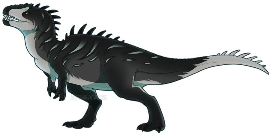 Cel-shaded fullbody c0mm of a lovely acrocanthosaurus 🦖