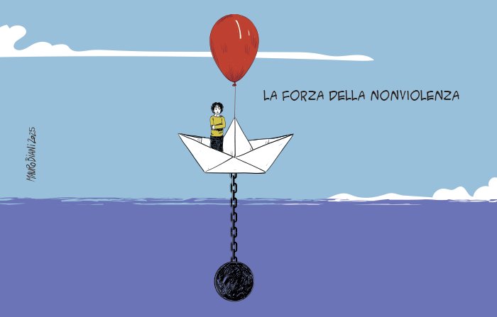 La #forza della #nonviolenza 

Bellissima Mauro, grazie...👏

#Biani !❣️

Peccato che il #mondo sia completamente #corrotto.🤬

#GlobalSumudFlotilla 

#Gaza 🇵🇸

#BlocchiamoTutto ✊

#GiornataInternazionaleDellaNonViolenza 

<a href="/maurobiani/">Mauro Biani</a> 
<a href="/repubblica/">Repubblica</a>