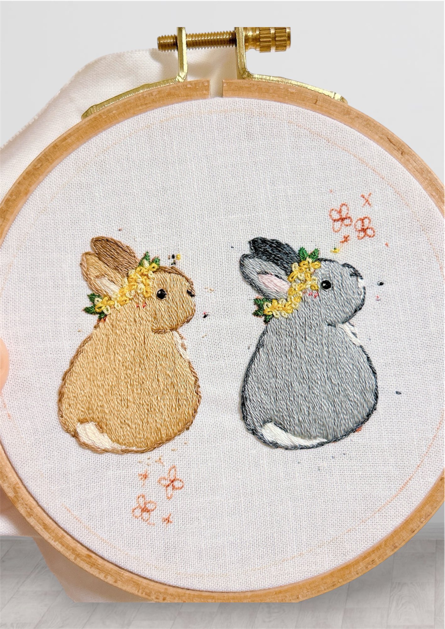 ⭐アメリカンカントリー雑貨♥️ハートのお花✿刺繍フレーム∗うさちゃん ⭐アメリカンカントリー雑貨♥️ハートのお花✿刺繍フレーム