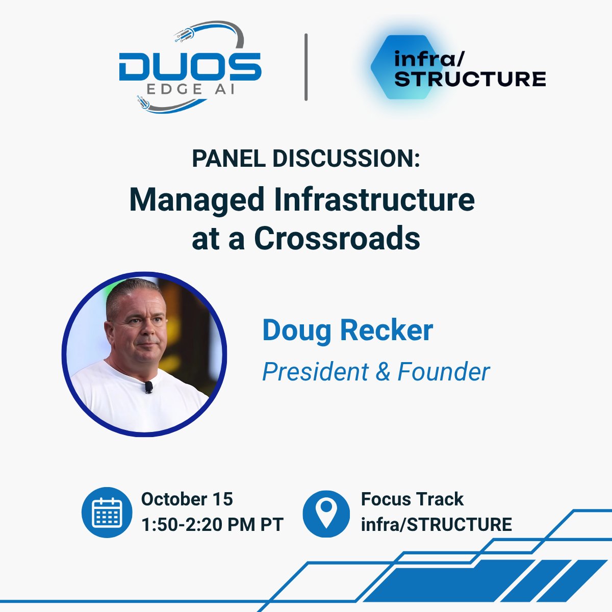 duosEdgeAI's tweet image. We're excited to share that #DuosEdgeAI President &amp;amp; Founder Doug Recker will join industry peers at #infraSTRUCTURE2025 for a panel discussion titled "Managed Infrastructure at a Crossroads." Schedule a meeting: imillerpr.com/duos-edge-ai-r… #EdgeDataCenter #DuosTech #DUOT $DUOT