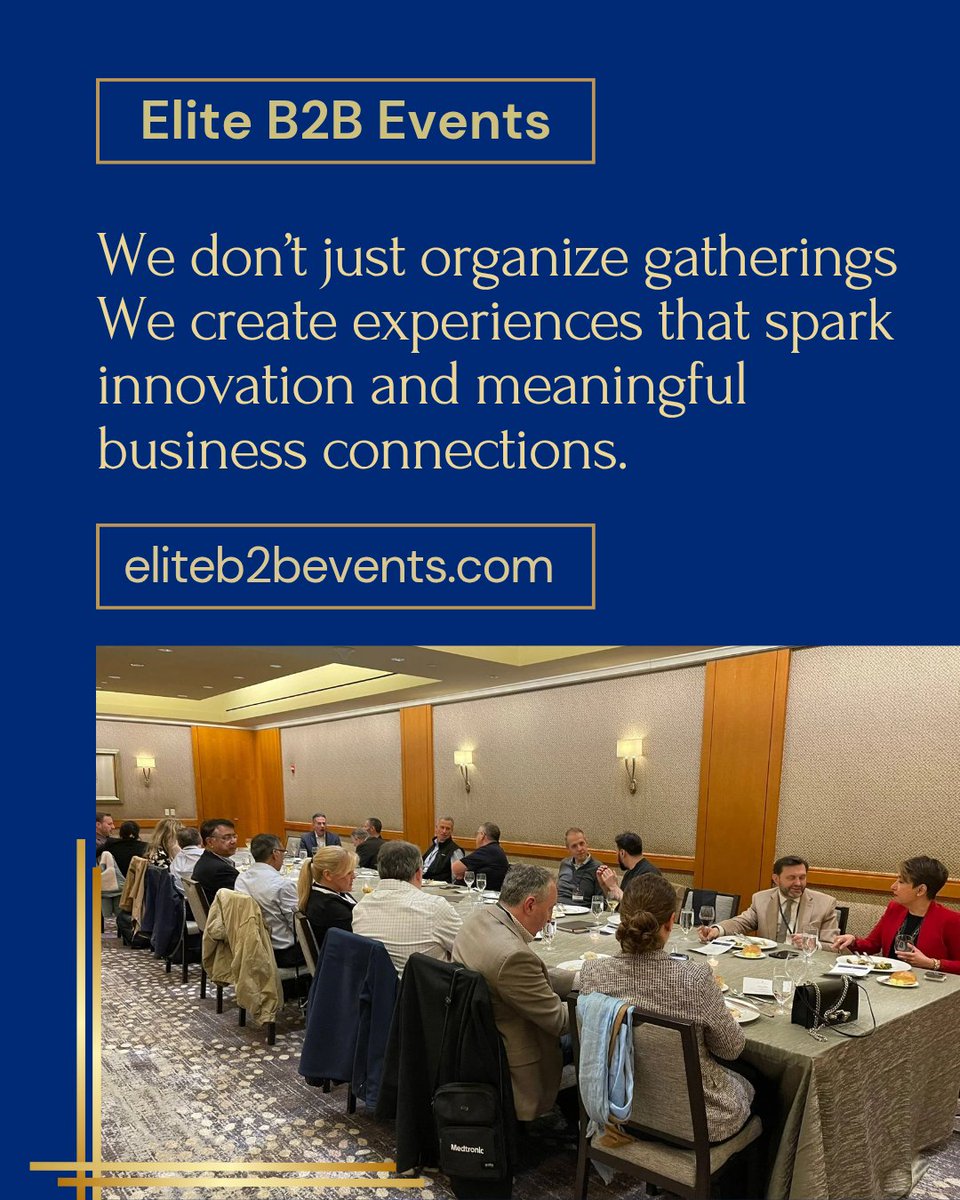 EliteB2BEvents's tweet image. From exclusive networking dinners to high-impact industry forums, our events are crafted to bring decision-makers together in an environment that fosters dialogue, strategy, and real collaboration.
 eliteb2bevents.com

#EliteB2BEvents #B2BNetworking #ExecutiveEvents
