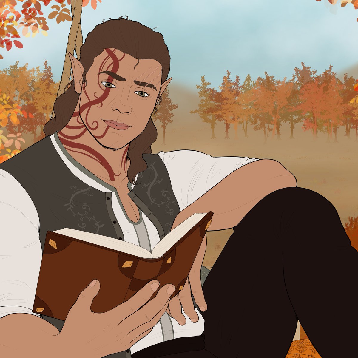 GagakumaDraws's tweet photo. Happy October! It’s definitely one of my favourite months and despite it beingcwarm outside, I’m feeling all the right kind of vibes! I’m currently elbows deep in my 13 Days of Witchtober pieces so enjoy this WIP of autumn Halsin in the meantime. #halsin #bg3 #baldursgate3 https://t.co/Ks8rwzD9q9