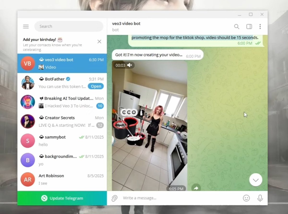 Durga_dec1111's tweet photo. ⚡ Make $50+ per TikTok post with AI — 15-sec videos for <$2!

📲 Send a photo + prompt to our Telegram bot → AI generates, voices &amp; merges your TikTok ad automatically.

💰 Cost: ~$2 | 💵 Earnings: $50–$150+

🔥 Create AI TikTok ads that sell ❤️ https://t.co/KSMq3GDy90

#AIAds https://t.co/ks0IadEIEN