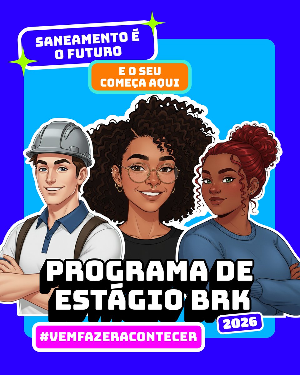 Chegou o momento de fazer o seu futuro acontecer!

O Programa de Estágio 2026 da BRK está com as inscrições abertas.  

Não perca tempo e inscreva-se já em brkambiental.com.br/estagio2026

#BRK #EstagioBRK #ProgramadeEstagio #VemFazerAcontecer
