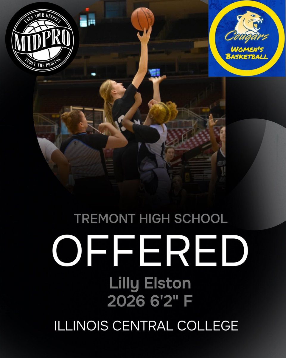 MidProGirls's tweet image. 2026 F 6’2” Lilly Elston has received an offer from Illinois Central College (JUCO)

#MidProFam #ThisIsWhatWeDo #TrustTheProcess #EarnYourRespect #CreateYourStory