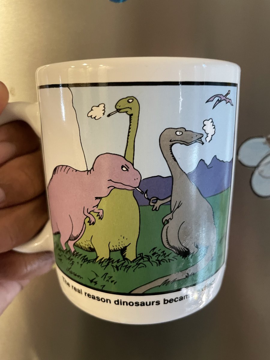 theemptycrowd's tweet image. New coffee mug. The real reason dinosaurs became extinct.