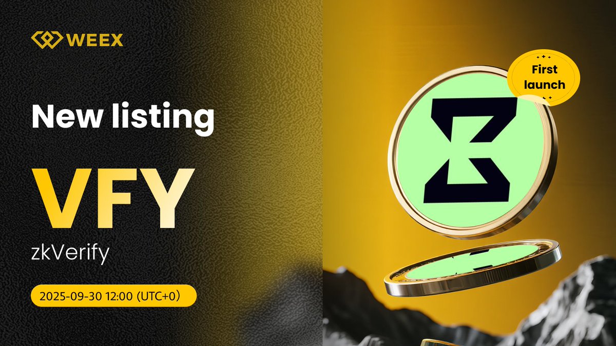 🚨 Nouveau listing sur #WEEX !

Nous sommes ravis d’annoncer l’arrivée de $VFY/USDT sur le marché spot de WEEX !
🔹 Dépôts : 30 septembre 2025 à 8 h (UTC+2)
🔹 Trading : 30 septembre 2025 à 6 h 30 (UTC+2)
🔹 Retraits : Bientôt disponibles

📖 Détails : weexsupport.zendesk.com/hc/en-us/artic…