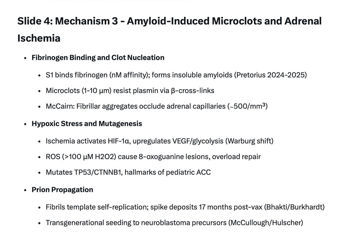 janiesaysyay's tweet image. Those spike clumps aren't just inactive—they grab 🩸 proteins and form tiny, unbreakable, amyloid fibrin #MicroClots which block fetal adrenal 🩸 flow. 
#KillerQueen #TinyBubbles #AWhterShadeOfPale

This starves cells of O2, flipping switches like HIF-1α that make for a…