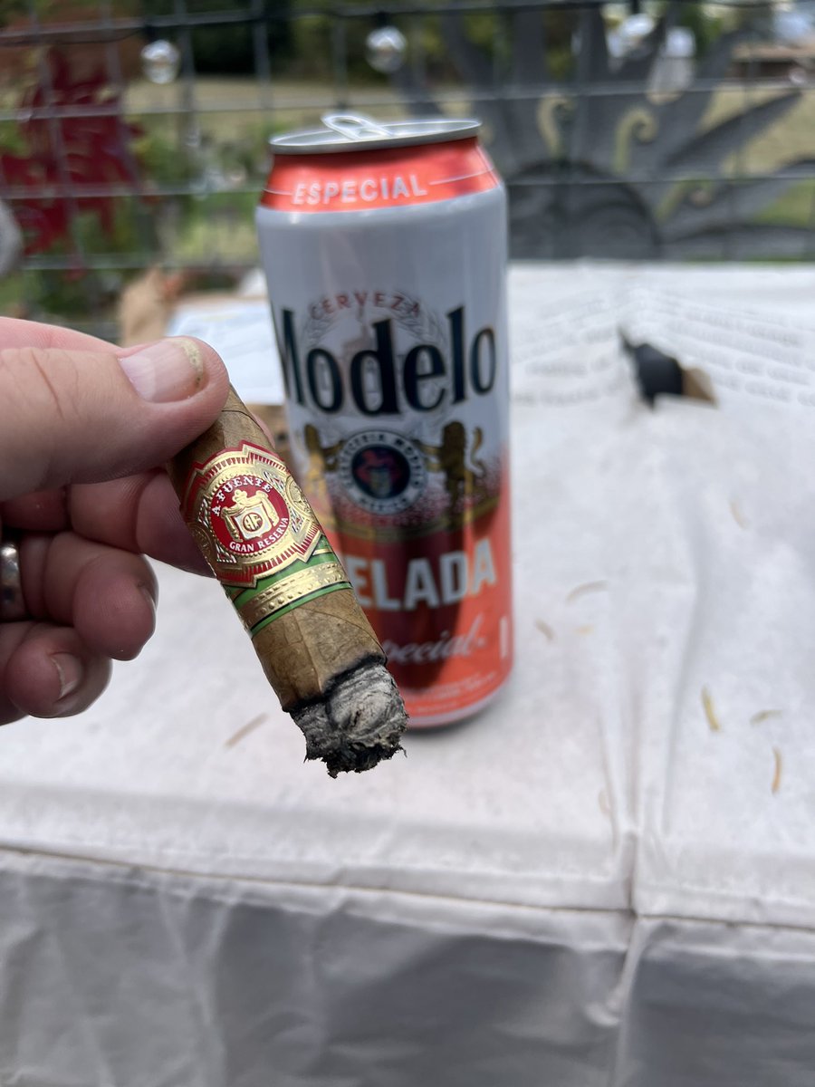 Ed-e Higgins is smoking Arturo Fuente Gran Reserva Connecticut. Rated with thumbs up!. Posted in the group Fuente Fanatics dojoverse.com/news-feed/p/70… #fuentefriday. I’m retired so I don’t care if it’s really Wednesday. <a href="/AFuenteCigars/">Arturo Fuente</a>