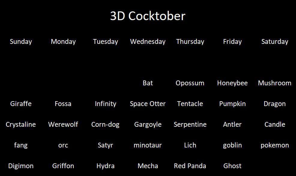 Doing this thing again!! A dick a day, for all October.