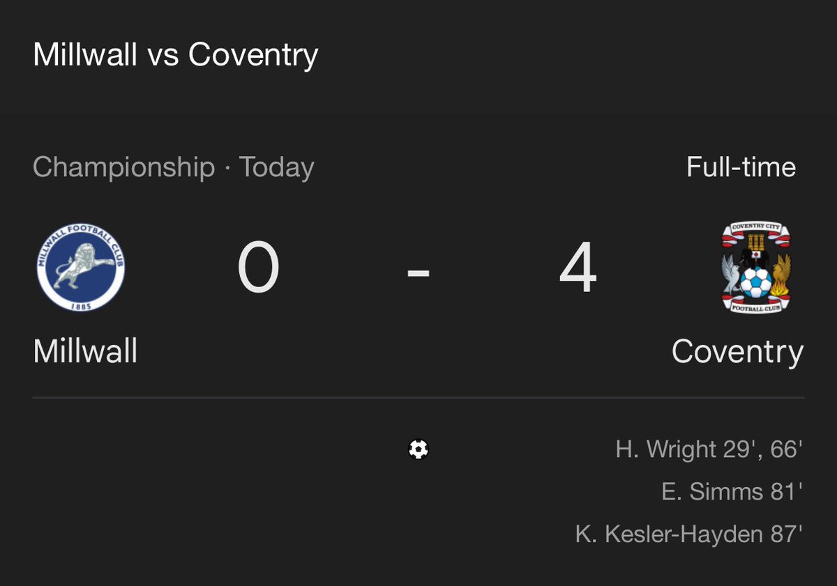 can’t even hate, Coventry are so good they can time travel now #pusb