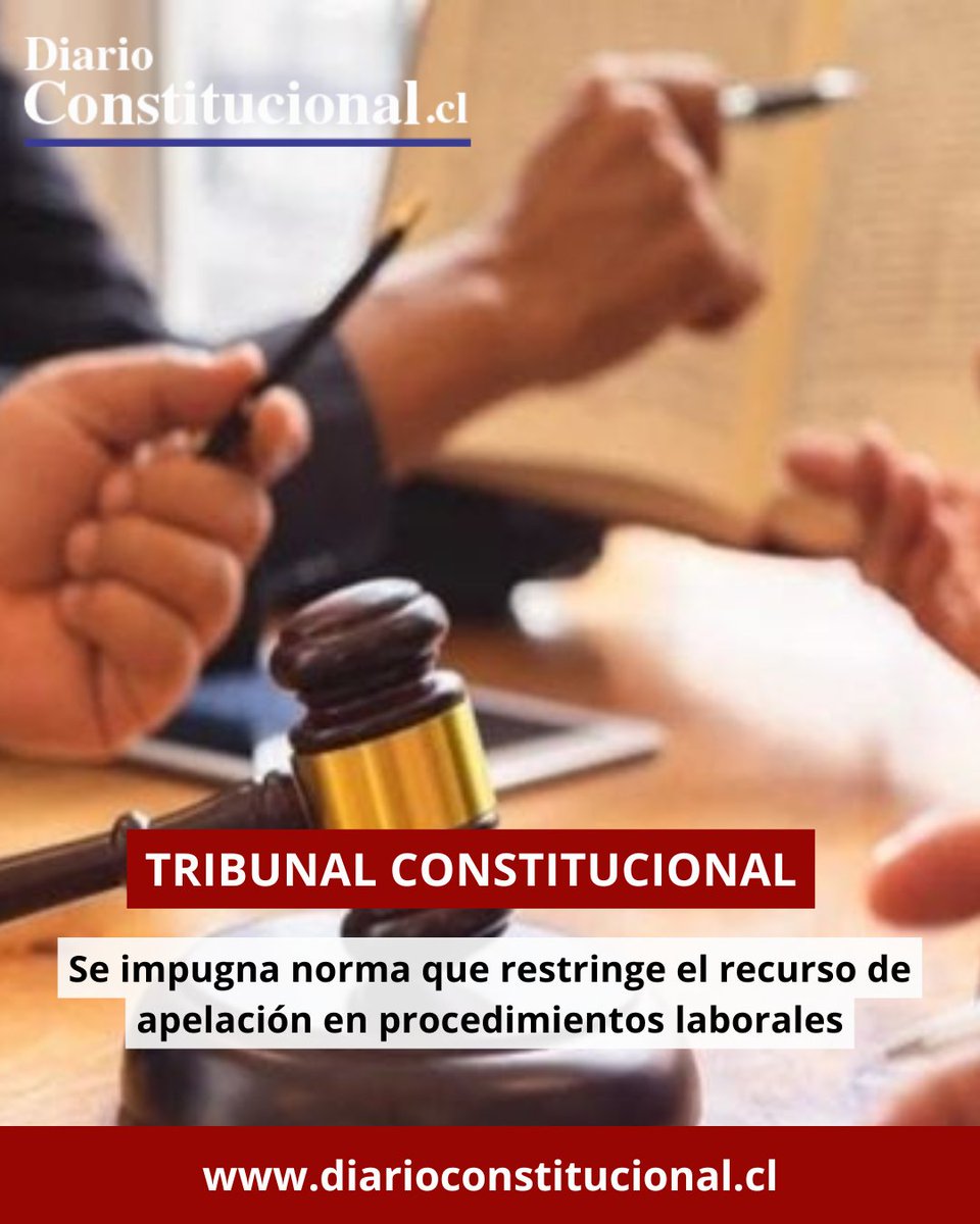 ⚖️ Se impugna el art. 476 del Código del Trabajo ante el TC.
El requirente alega que la norma vulnera el derecho a defensa y al debido proceso.
Lea más: 
diarioconstitucional.cl/2025/10/01/se-…

#TribunalConstitucional #DerechoLaboral #Inaplicabilidad #DebidoProceso #CodigoDelTrabajo