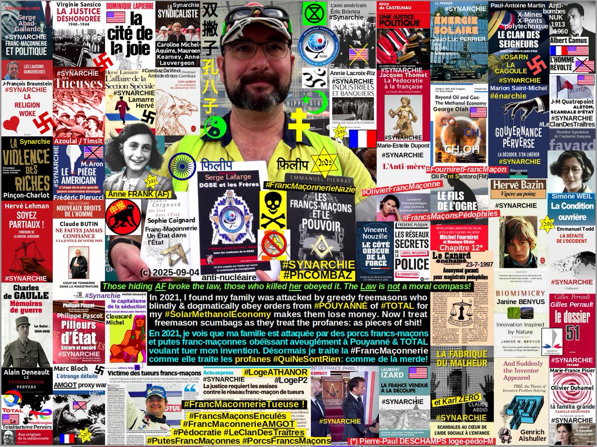 SolarMethanol's tweet image. &amp;gt;La #FrancMaçonnerie FM a trop d&apos;influence! #DeGAULLE cf COIGNARD p12
&amp;gt;Lettre &apos;M Mère&apos;: Homme libre, je suis fier d&apos;avoir refusé la Légion d&apos;Horreur &amp;amp; la FM! (donc corrompant les gens) #DupondMoretti
&amp;gt;La #SecteMalthusienne FM doit être abattue! #JuvingBrunet
#FrancMaçonnerieAMGOT