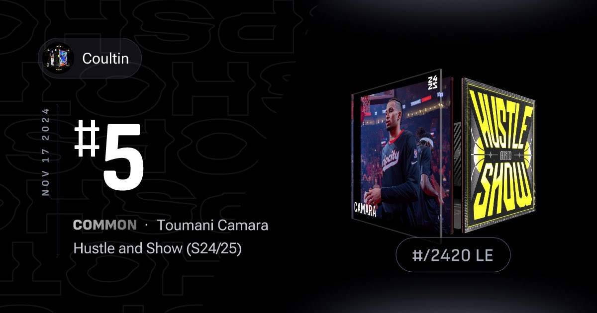 Let’s do another #5, because you can never have Toumani!
Hustle and RETWEET and like this post and show your friends!