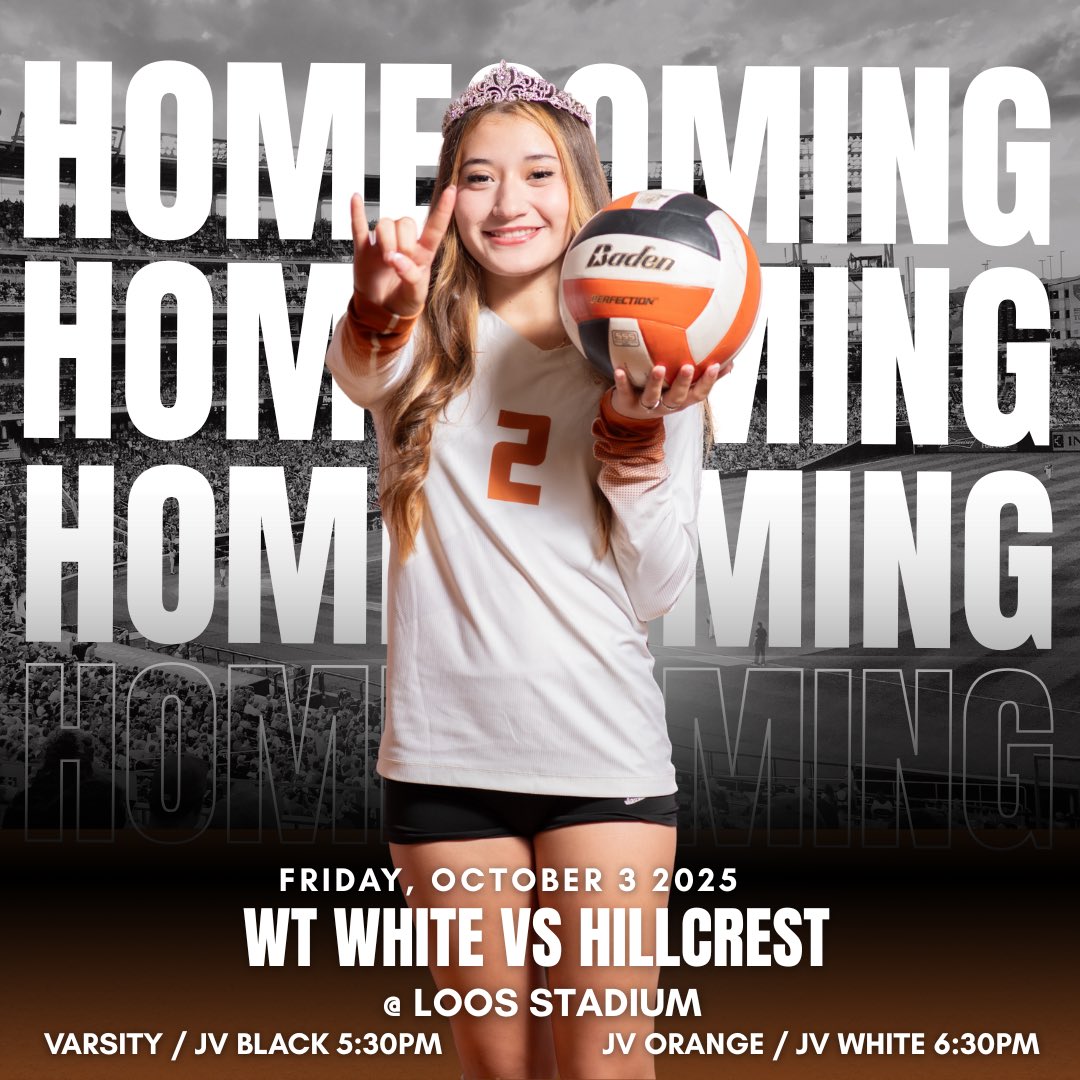 Happy HOCO! Join volleyball Friday inside of Loos at 5:30pm, we will go head to head with Hillcrest! <a href="/dallasathletics/">Dallas ISD Athletics</a> <a href="/wtwhitevt/">W.T. White Vertical Team</a> <a href="/WTWHighSchool/">WT White High School</a> <a href="/ClubWtw/">WTW Longhorns Booster Club</a> <a href="/WTWLonghorns/">W.T. White Longhorns Athletics</a>