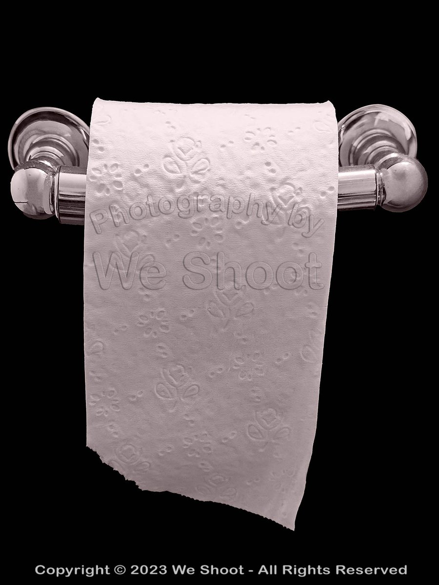 With all the stuff going on in the world today, there isn't enough toilet paper in the world to clean it up. A monochromatic, partially used roll of toilet paper on a holder, on a pure black background.  The high-res image is available from me at fineartamerica.com/featured/not-e…