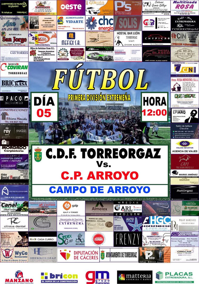 ⚽️⚠️CUARTO PARTIDO DE LIGA ⚠️⚽️

🏆 1ª DIVISIÓN EXTREMEÑA
➡️ 4ª JORNADA DE LIGA
🆚 C.P ARROYO 
📅 DOMINGO 05/10/2025
⏰ 12:00 H
🏟 CAMPO MUNICIPAL DE ARROYO DE LA LUZ 

#123Torreorgaz
💚🤍💚🤍💚