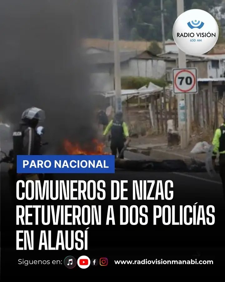 La mañana de este miércoles se registró un nuevo incidente en el marco de las protestas contra la eliminación del subsidio al diésel. 
En el cantón #alausi, en el #Chimborazo, dos policías que se encontraban en un punto de manifestaciones fueron retenidos por comuneros de Nizag.