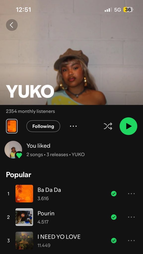 auntyyuko's tweet photo. 2.35k monthly listeners?!🥹 yall https://t.co/Qy4EZ8SlWr
