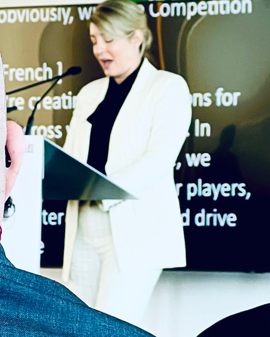 gerrywall's tweet photo. Minister Joly at the Competition Bureau Summit. “The government will be HAWKISH on competition “. @CompBureau #cbsummit https://t.co/LoanszMxyY