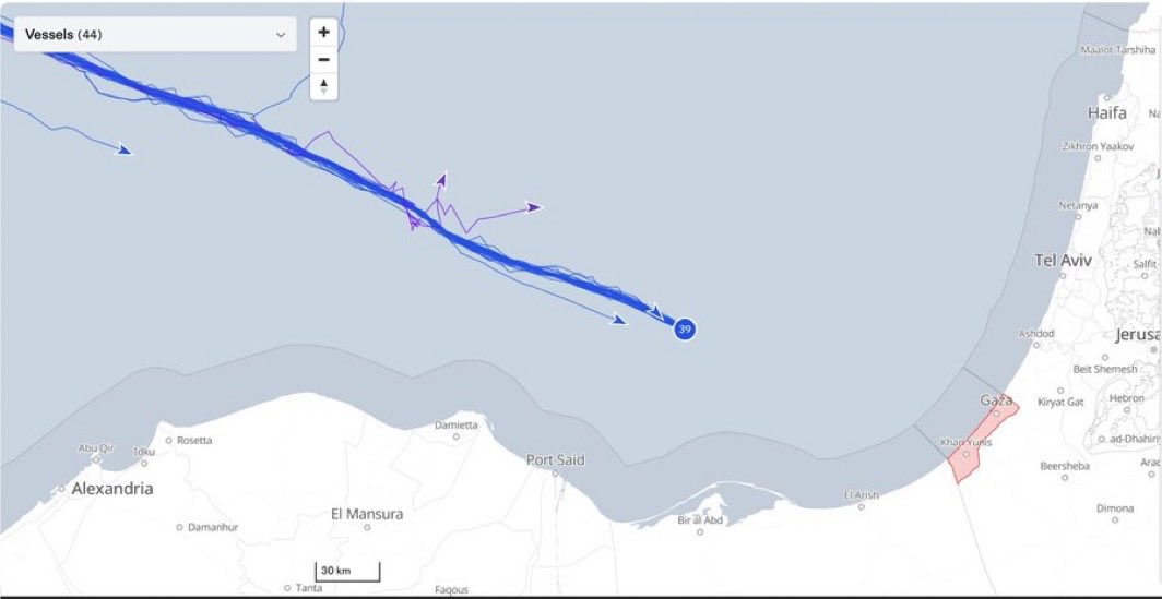 Sumud filosu, Gazze’ye ilerliyor.

Önümüzdeki saatlerde inşaAllah varabilirler.