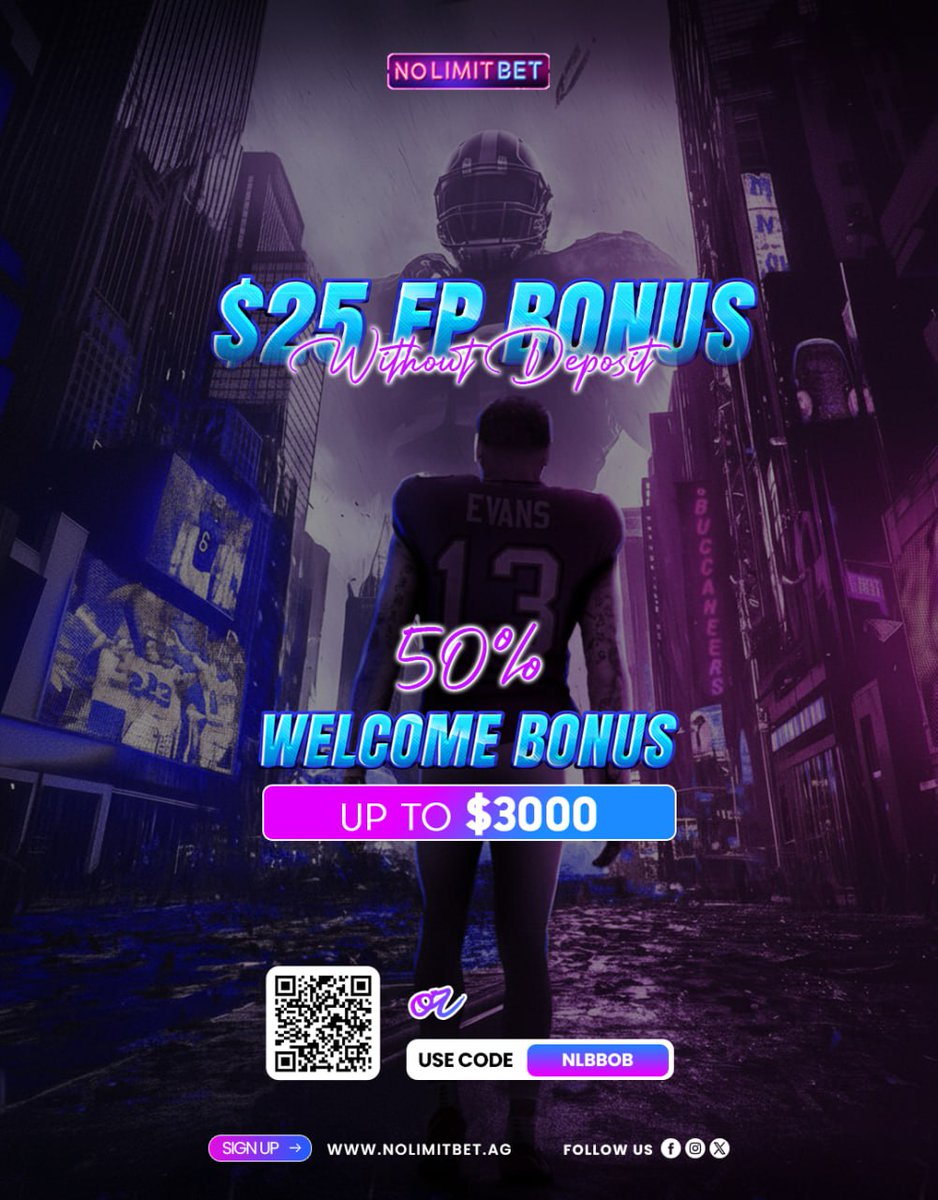 🚨 Claim your $25 Free Play Bonus — no deposit needed! 🏈💸
Plus, get a 50% Welcome Bonus up to $3000 when you join today! 🔥

👉 Sign up now at nolimitbet.ag/?aff=NLBBOB
🎯 Use Code: NLBBOB

#SportsBetting #NoLimitBet #NFL #CFB #BettingBonus #FreePlay