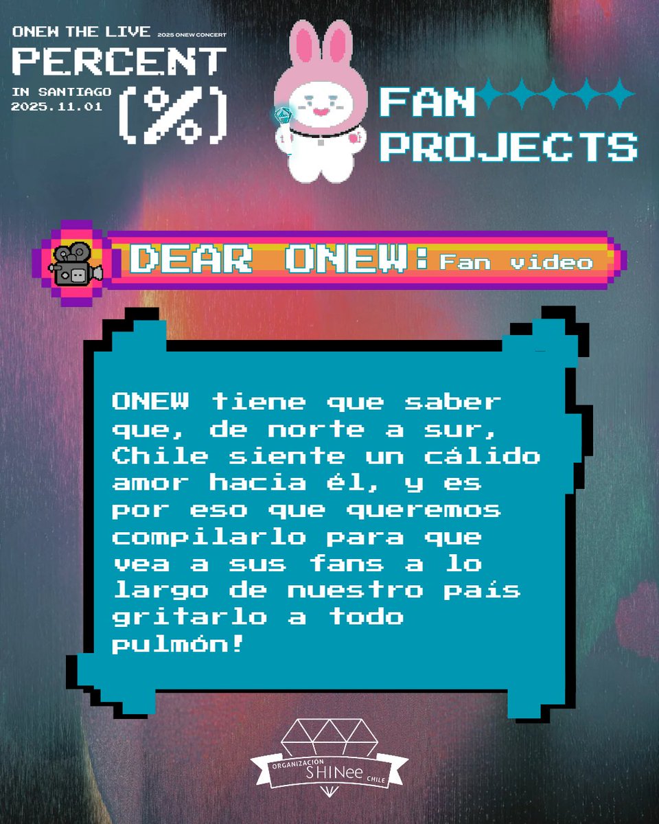 orgshineechile's tweet photo. 🎥 Convocatoria FAN VIDEO PARA ONEW 💎

Revisa en el Forms los detalles para participar en el fanvideo que estamos preparando para ONEW💎🇨🇱🐰✨

⚠️También puedes participar desde el extranjero!

🐰 https://t.co/rDPvsWhbd0 https://t.co/NVOWVY1nZG