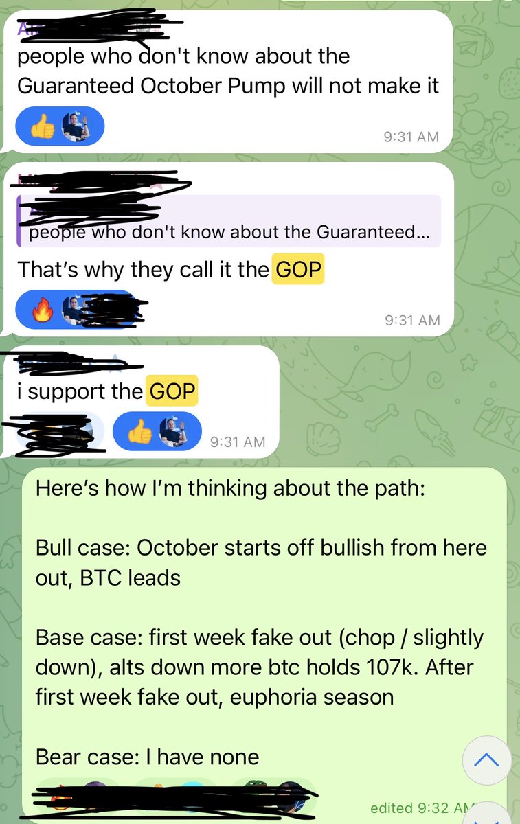 <a href="/Evan_ss6/">Evanss6</a> <a href="/cburniske/">Chris Burniske</a> By the way our little hedgoors chat was probably the first to act on GOP™️ (guaranteed October pump)