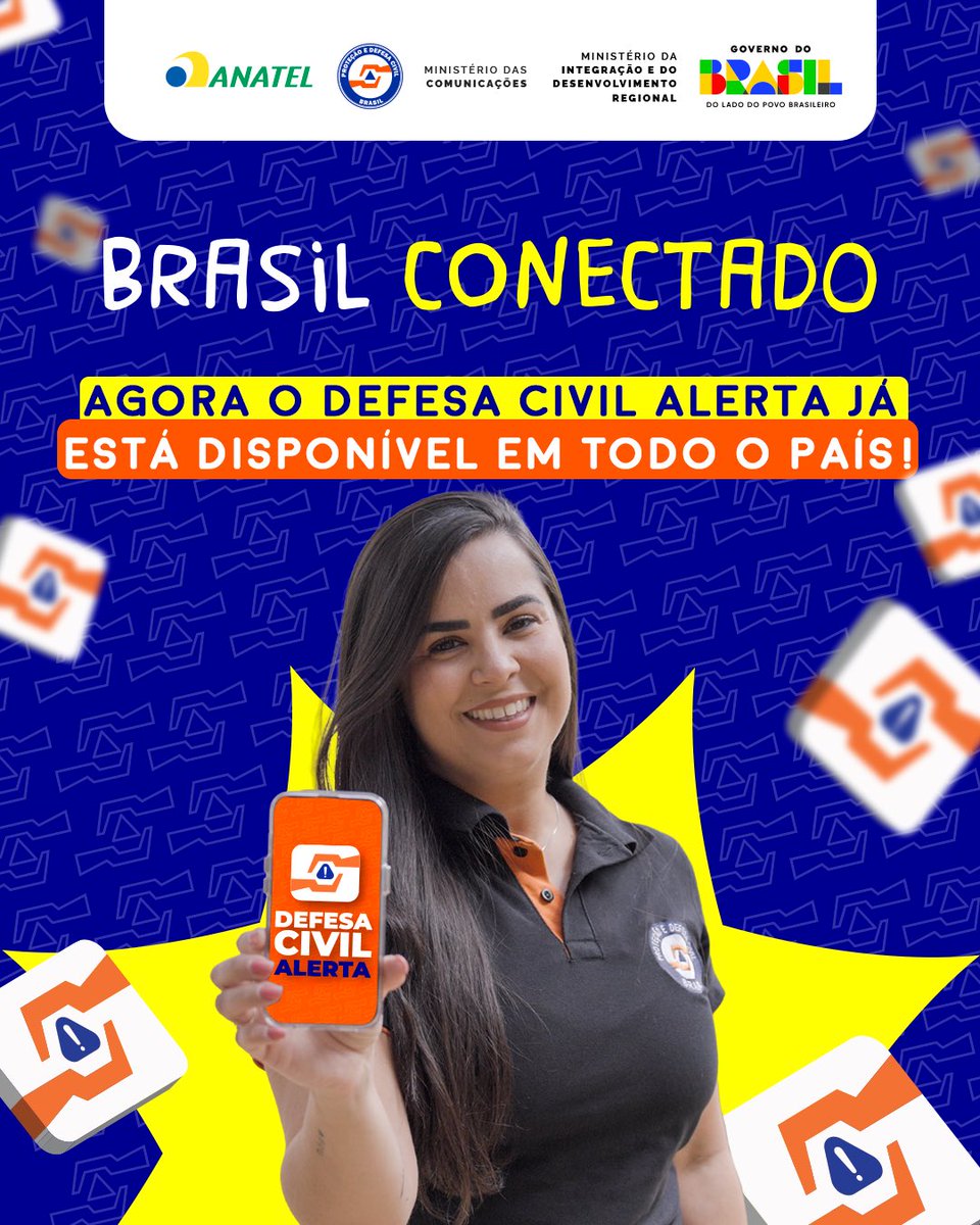 defesacivilbr's tweet photo. 🚨 Agora é oficial: a ferramenta #DefesaCivilAlerta já está em operação em todo o país!

A população passa a receber no celular notificações que ajudam a se proteger em situações de risco elevado.

É simples, gratuito e funciona até para quem está só de passagem.

👉 Severo: ainda dá tempo de se organizar.
👉 Extremo: é agir rápido e se proteger.

Um alerta no celular pode salvar a sua vida e a da sua família.