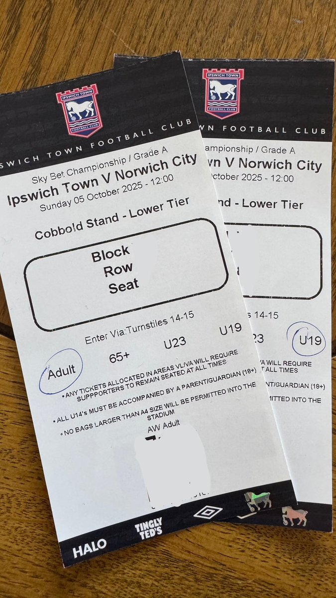 LincsPilot's tweet photo. Anybody want two derby tickets? £50 for the pair. I can’t afford to pay you more than that #ncfc https://t.co/AYfZs6s4Jh
