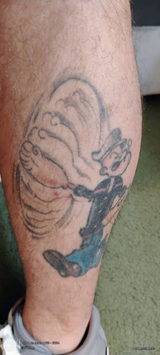 bwdrlne's tweet photo. https://t.co/QcP7dGm23y Just sharing something that I adore, Popeye and his twister punch. Probably needs a touch up. Artist was very talented who drew this, he knew exactly what I wanted. https://t.co/9OTfPTQfP5