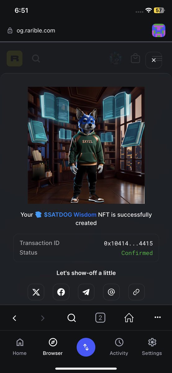 SatoshiDogfun's tweet image. $₷ΔŦĐØ₲ 𝙉𝙁𝙏 og.rarible.com/token/polygon/…
📚 ＮＦＴ﹩ＳＡＴＤＯＧ Wisdom – Guardian of Knowledge
More than art, it’s the flame that lights the unknown.
A key from the Eternal Cipher guiding holders to infinite growth. ✨

🎁 NFT 1/1 Giveaway
✅ Like + RT
✅ Follow @SatoshiDogfun…