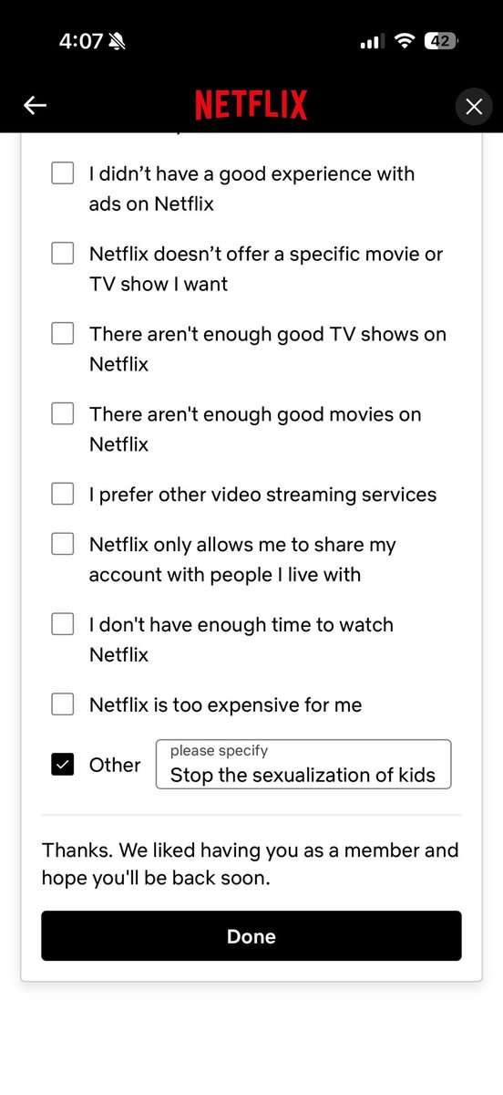 Netflix canceled.