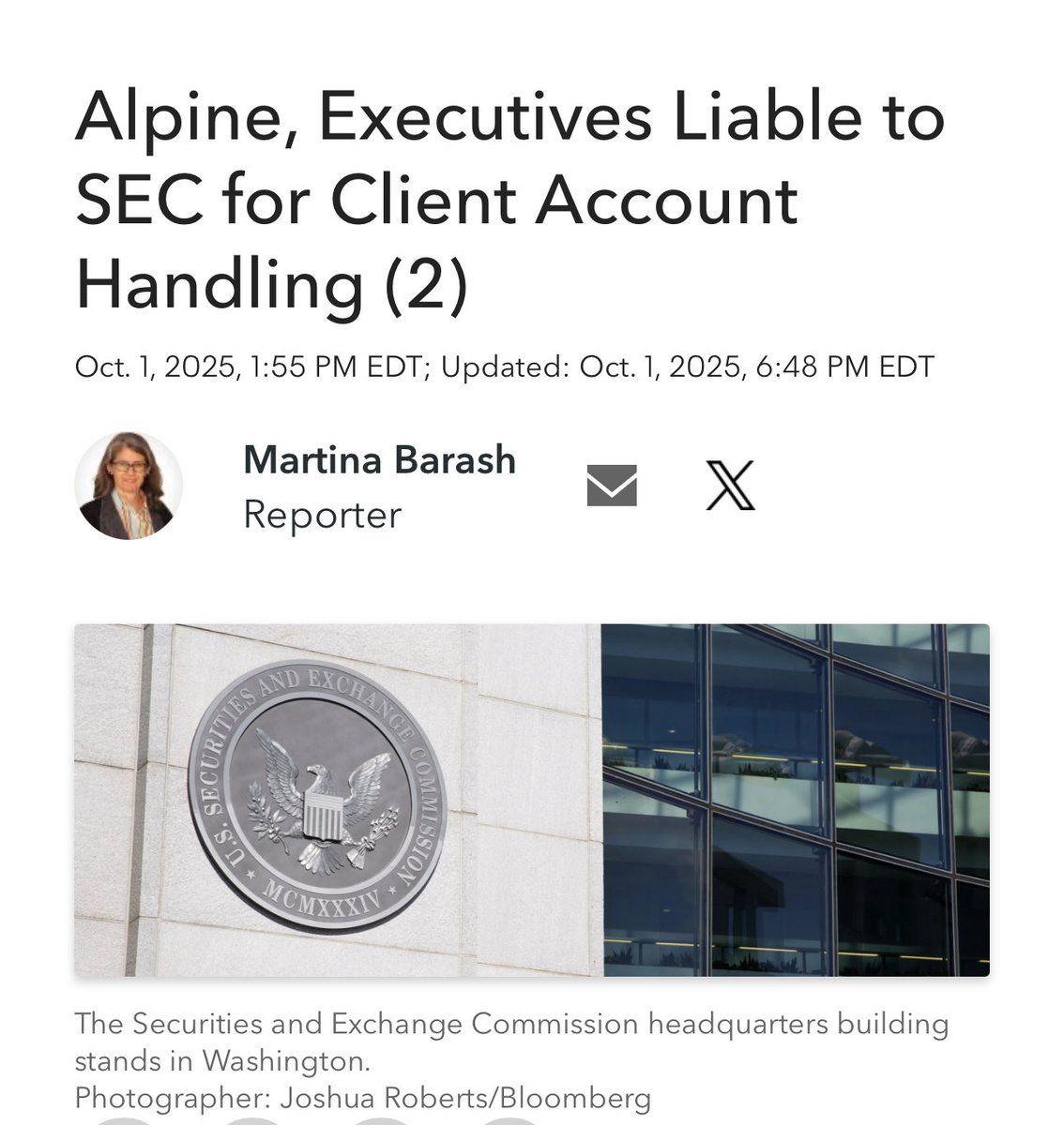 Expect another slap on the wrist for Alpine Securities 

Notice regulators never tell you what stocks are impacted...

How is Alpine still allowed to operate without being forced to settle their trades?  The fox is guarding the hen house again  

"The SEC won its case against