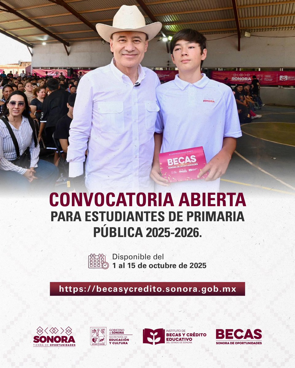 La educación es la mejor inversión para nuestra juventud.

Arranca la convocatoria de Becas Sonora de Oportunidades para Primarias Públicas, apoyando a miles de familias y garantizando que ningún estudiante se quede atrás. 

💻 Registrate en el siguiente enlace:
