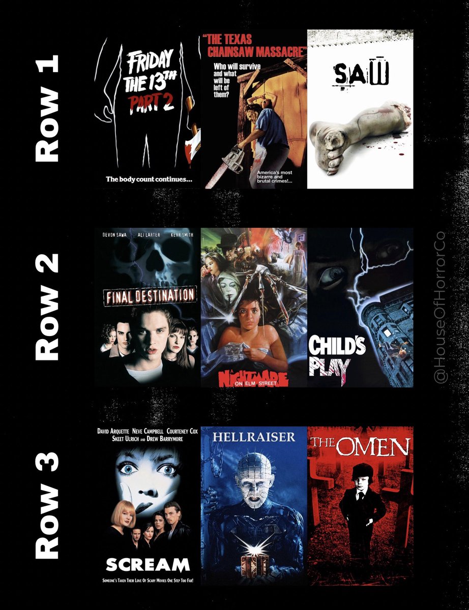 HouseOfHorrorCo's tweet image. Choose your favorite row!