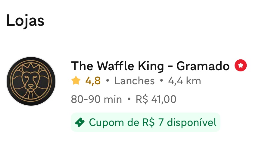 Eu abri… eu abri o IFood em Gramado.

41 REAIS A ENTREGA, pra 4,4km.

A entrega deve ser feita pelo Kikito no trenó do Natal Luz