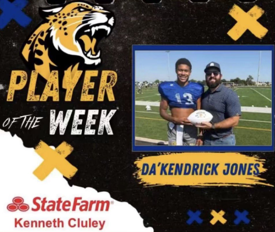Kendrickup13's tweet image. Week 5 ⭐️
Tuff loss last week but onto this weeks opponent!

10 Tackles, 1 INT, 1 Pass Break up, 1 Forced Fumble

6 carries 11 yards
2 catches for 20 yards and 1 TD 
hudl.com/v/2Ss5gs

@Coach_GregDavis @acarson711 @CoachHammack7 @CoachFields94 @WFLegacyFB