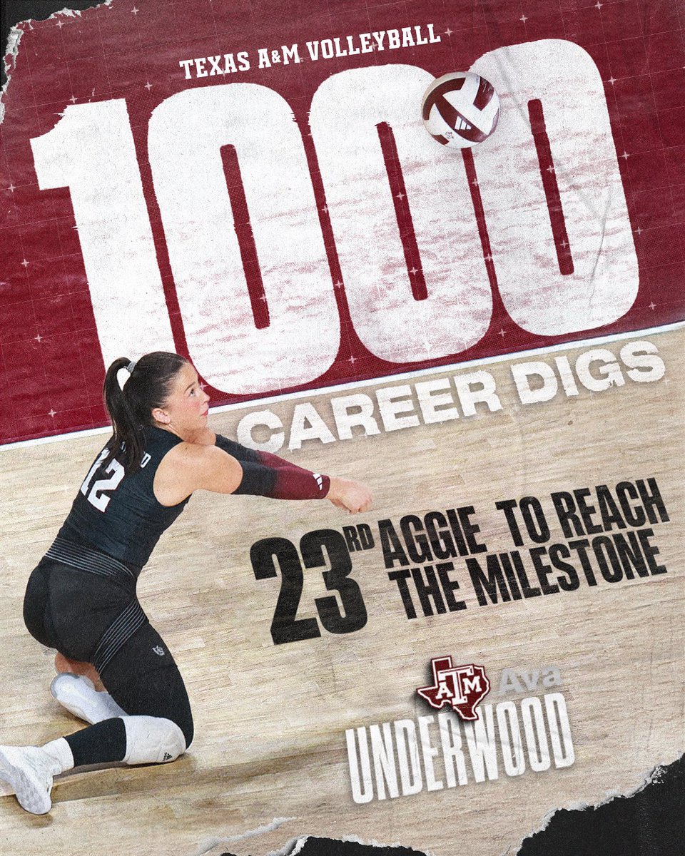 Texas A&M Volleyball (@aggievolleyball) on Twitter photo Welcome to the 1,000 dig club, Ava 🤩 
#GigEm // #AggieVB Welcome to the 1,000 dig club, Ava 🤩 
#GigEm // #AggieVB