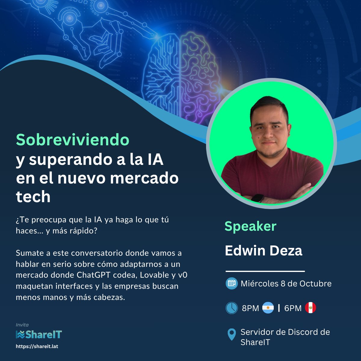 shareit_tech's tweet photo. La IA codea más rápido que vos.

Entonces… ¿dónde está tu valor?

En este conversatorio de ShareIT vamos a hablar de cómo diferenciarte, detectar oportunidades y transformar la IA en aliada en lugar de rival.

👥 Con Ed, 9 años en tech.
💬 En nuestro Discord. https://t.co/EOiSSxJ3Pt