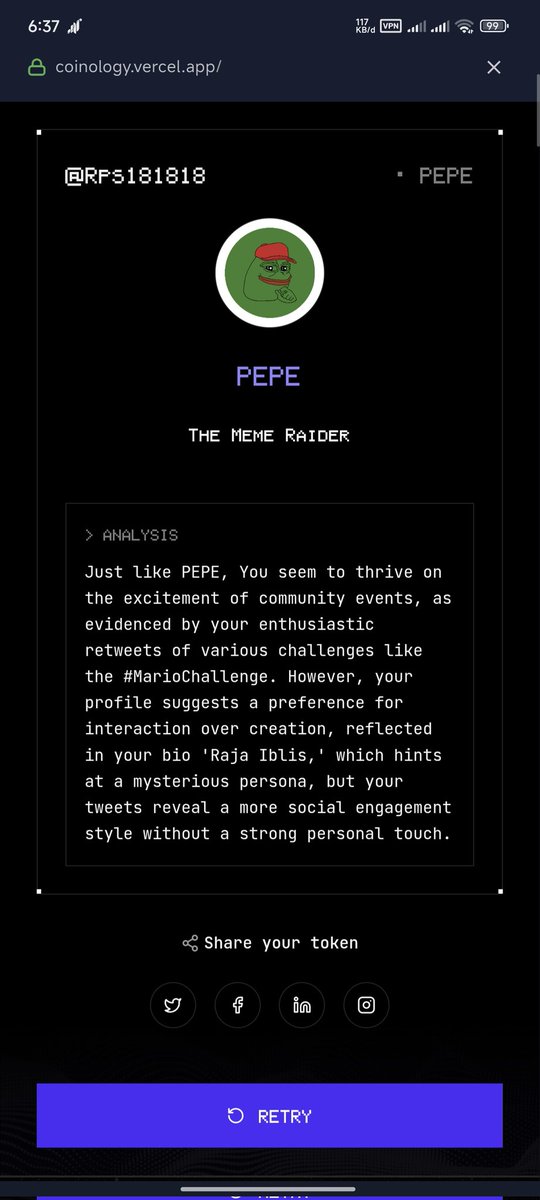 Rps181818's tweet image. Just like PEPE, You seem to thrive on the excitement of community events, as evidenced by your enthusiastic retweets of various challenges like the #MarioChallenge. However your profile suggests a preference for interaction over creation, reflected in your bio &apos;Raja Iblis&apos; @vana