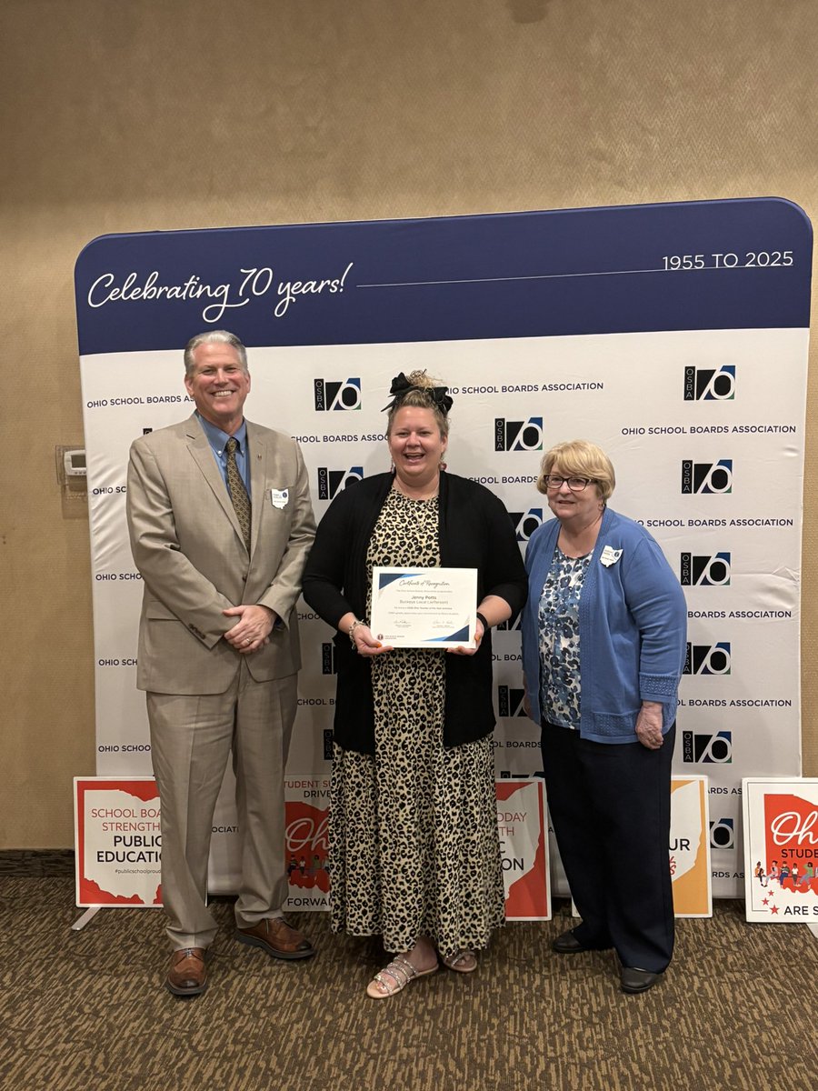 Congratulations to Mrs. Potts on receiving her District 8 Teacher of the Year award at the Northeast Regional fall conference this evening. #GoPanthers <a href="/OHschoolboards/">Ohio School Boards</a>