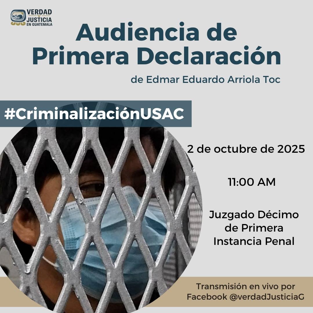 🚨 #CriminalizaciónUSAC
Audiencia de primera declaración de Edmar Arriola Toc criminalizado por oponerse a Walter Mazariegos como rector de la universidad.