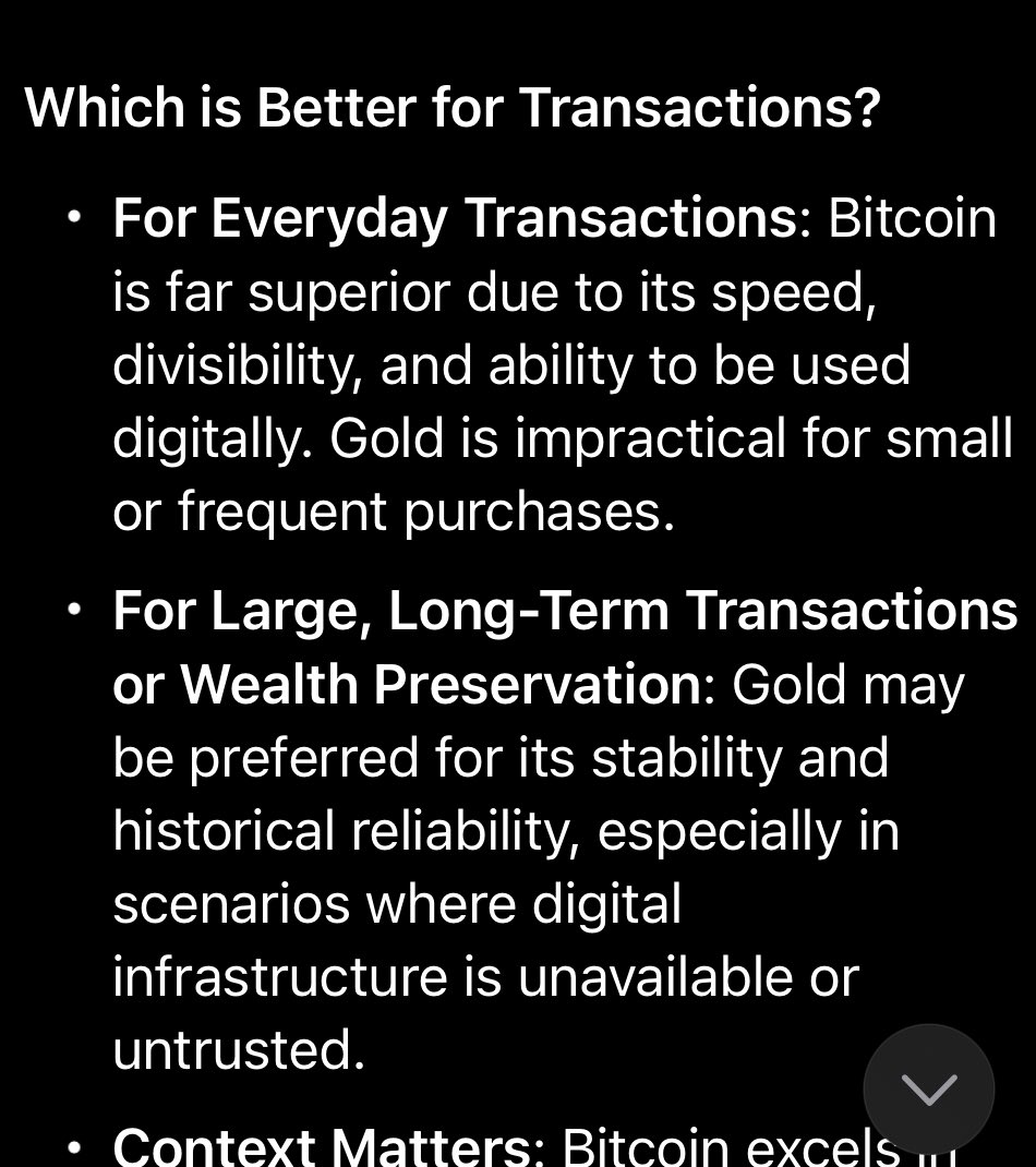 HowToStrategy's tweet image. Even Grok agrees, bitcoin is better for transactions than gold. The only flaw it can bring up is volatility, which we all know is actually vitality