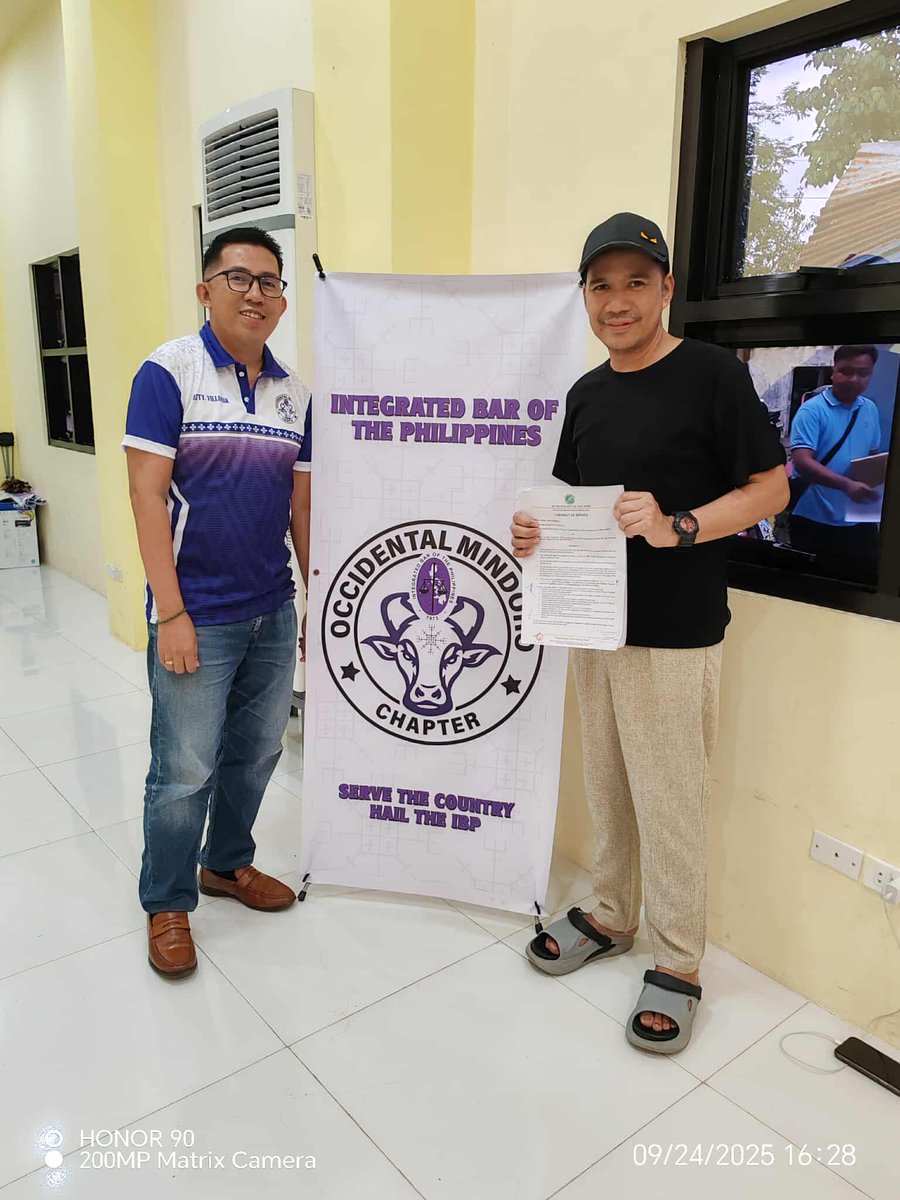 IBP_NCLA's tweet image. IBP Occidental Mindoro
September 24, 2025

IBP OCCIDENTAL MINDORO CHAPTER FREE NOTARY DAY

#IBPNCLA
#ServeTheCountryHailTheIBP
#IBPLegalAid