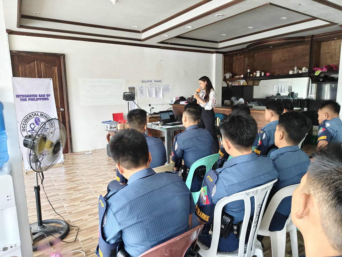 IBP_NCLA's tweet image. IBP Occidental Mindoro
September 25, 2025

Lecture on Basic Knowledge under Revised Penal Code (RPC) for PSFTP CL MASIDLAKAS 2024-01 Police Trainees with Atty. Guianne Joyce L. Bautista of IBP Occidental Mindoro Chapter

#IBPNCLA
#ServeTheCountryHailTheIBP
#IBPLegalAid