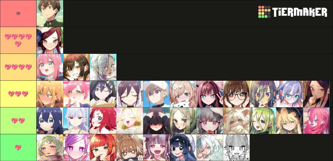 100カノの個人的ヒロインの好みです
読んでるやつはやれ
tiermaker.com/create/100-gir…