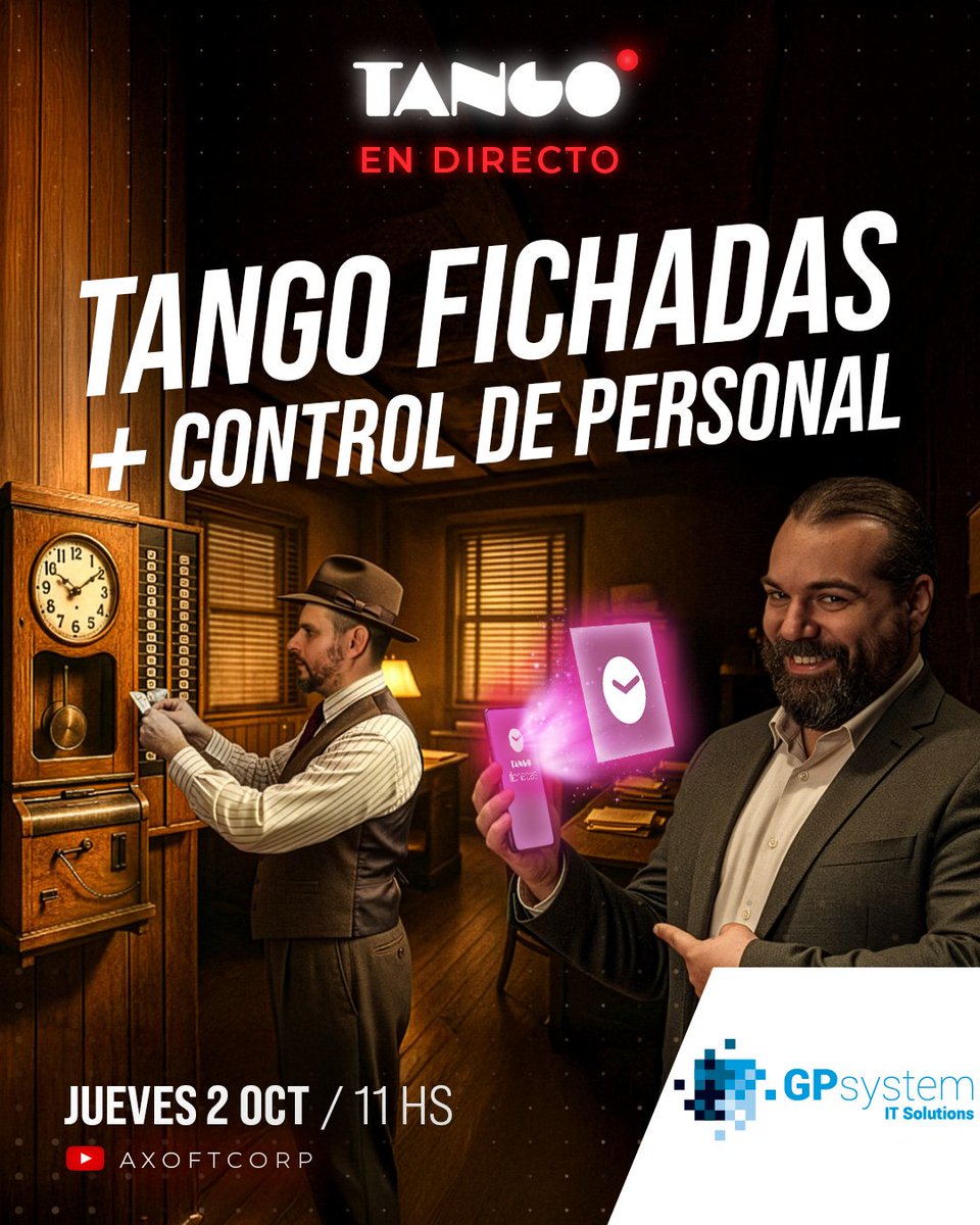 gpsystemit's tweet image. #TangoEnDirecto 👉Te esperamos mañana jueves 11hs en el directo de Fichadas y Control personal. Presentaremos novedades de Tango Fichadas y mejoras de Control de Personal, con nuevo entorno de informes en Tango Live y envío automático de datos entre ambos.
youtube.com/live/wzBgIXMI1…