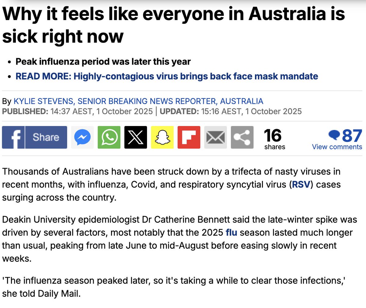 YouAreLobbyLud's tweet image. &quot;Why it feels like everyone in Australia is sick right now&quot;

Because they actually are sick. I haven&apos;t been sick since 2019. I wear an N95 almost everywhere, filter the air and measure CO2. I love not being sick. Love, love, love not being sick.

We ought to be doing everything…